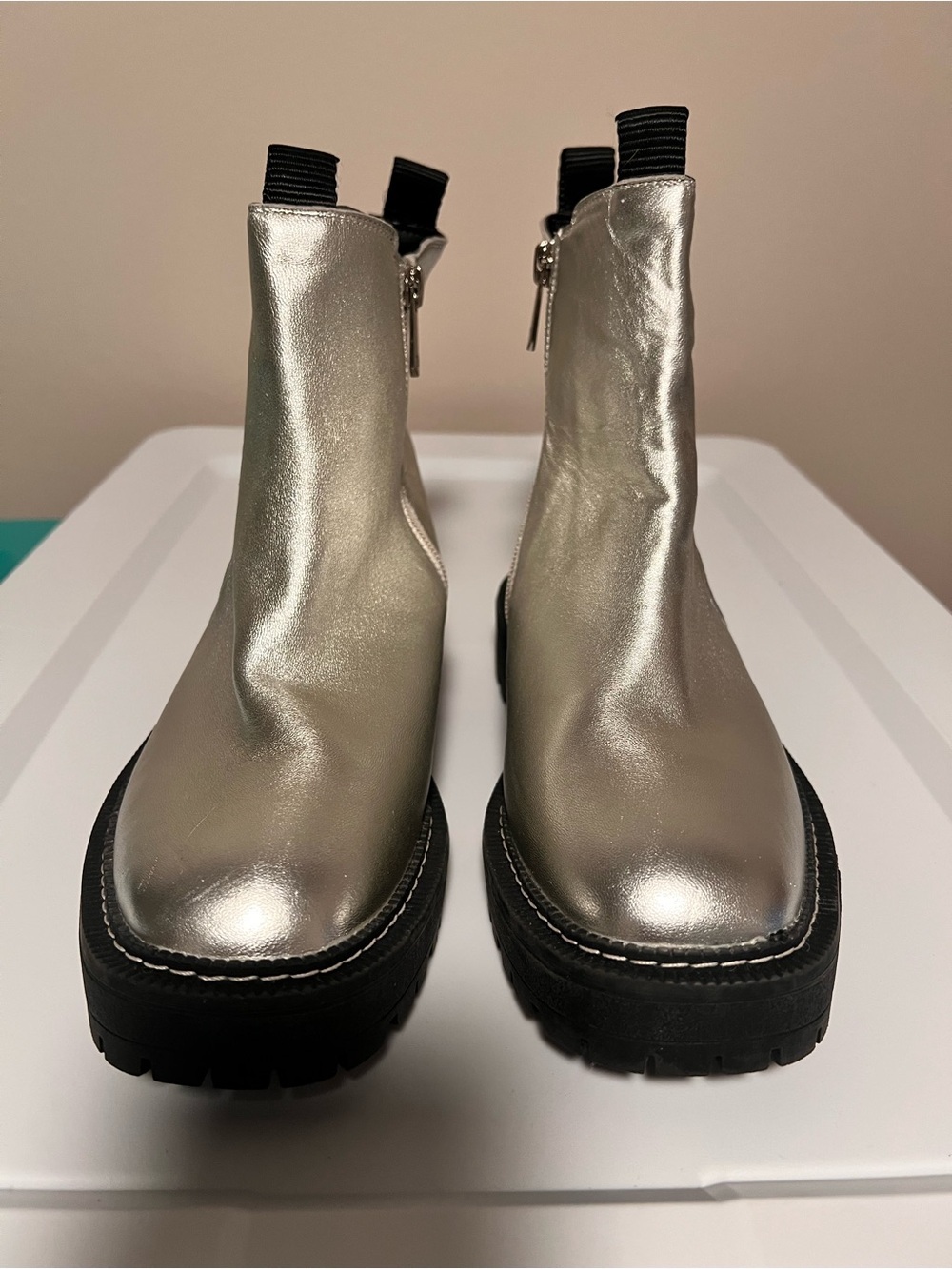 Sam Edelman Silver Metallic Kids Chelsea Rain & Snow Boots